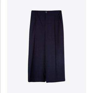 Oak + Fort wide leg navy crop pants.